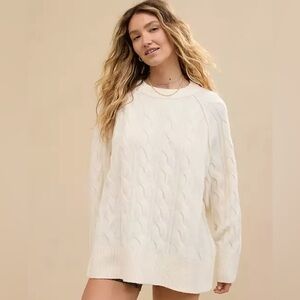 Aerie Cable Knit Sweater - Cream